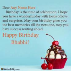 Create Happy Birthday Bhabhi Pics With Name