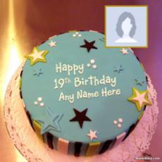 Happy 19th Birthday Cake With Name Photo