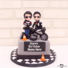 Motorbike Birthday Name Cake For Boy With Photo