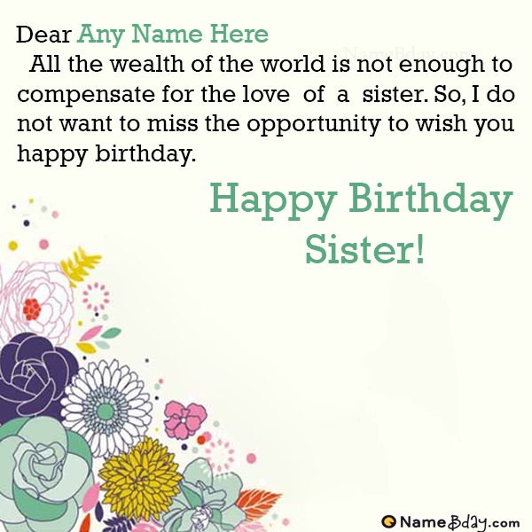 Sister Birthday Wishes Images With Name