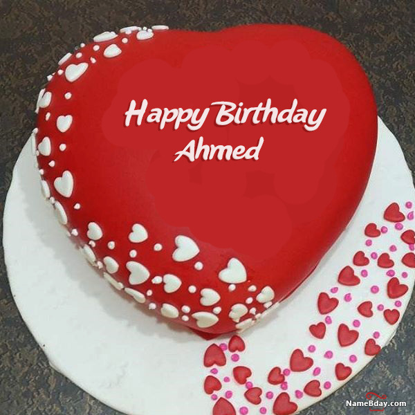 Happy Birthday Ahmed Image of Cake, Card, Wishes