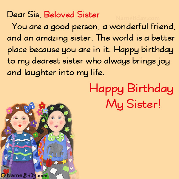 Happy Birthday Beloved Sister Images of Cakes, Cards, Wishes