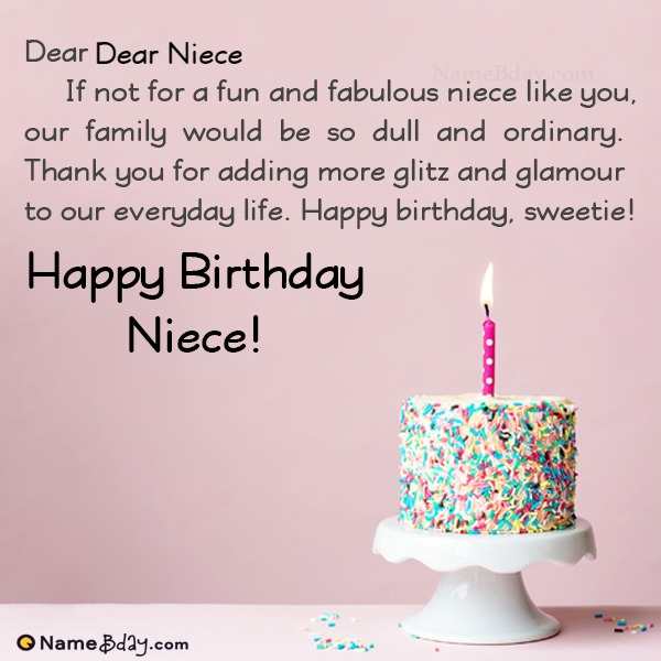 Happy Birthday Dear Niece Images of Cakes, Cards, Wishes