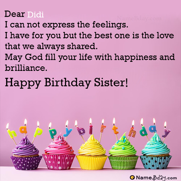 Happy Birthday Didi Image of Cake, Card, Wishes