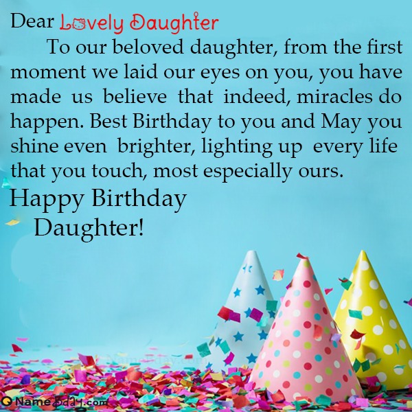 Happy Birthday Lovely Daughter Images of Cakes, Cards, Wishes