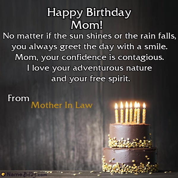 Happy Birthday Mother In Law Image Of Cake Card Wishes