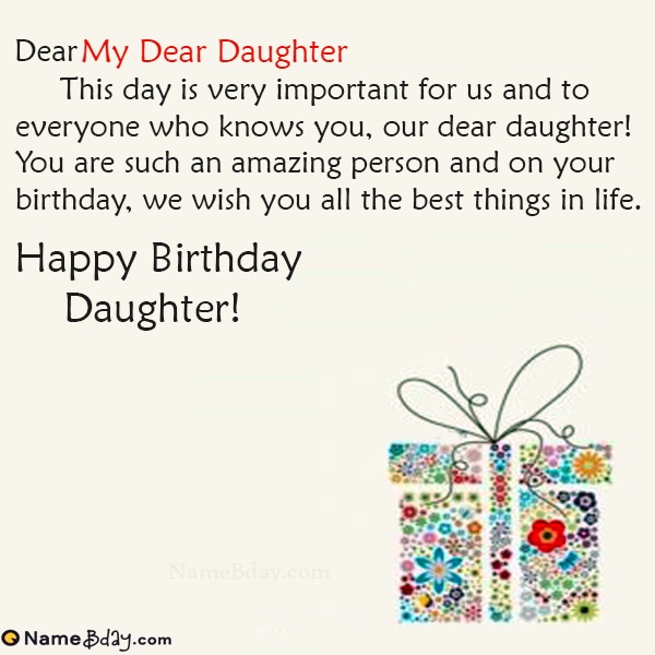 Happy Birthday My Dear Daughter Images of Cakes, Cards, Wishes