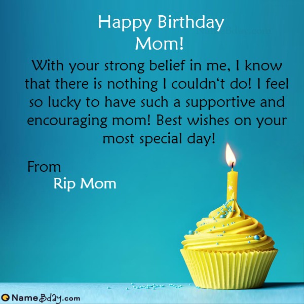 Happy Birthday Rip Mom Image of Cake, Card, Wishes