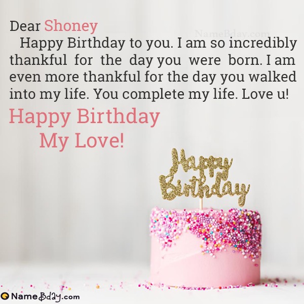 Happy Birthday Shoney Images of Cakes, Cards, Wishes