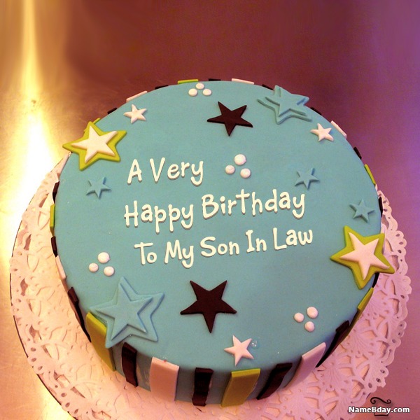 Happy Birthday To My Son In Law Image Of Cake Card Wishes